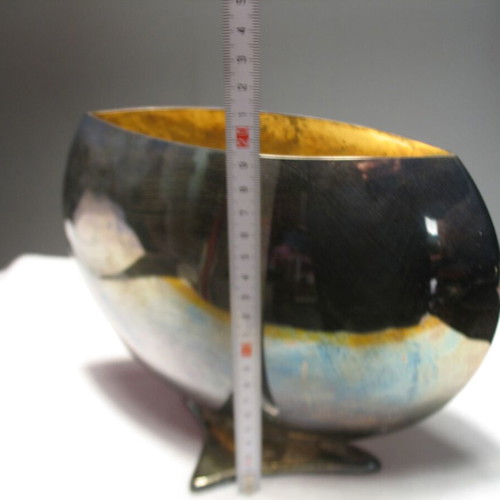 Silver-plated Space-Age vase used, large and heavy from the 70's