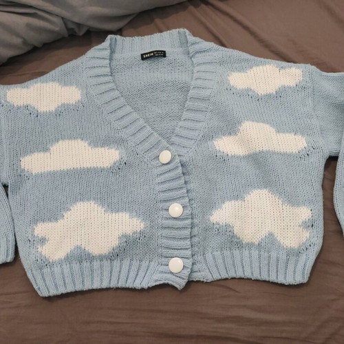 Shein knitted cardigan blue clouds like new