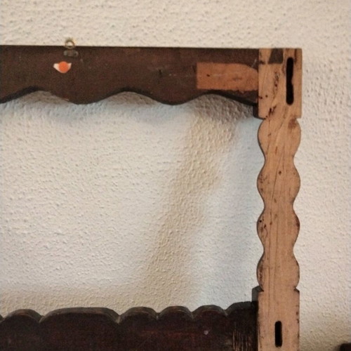 Vintage wooden carved frame used, handmade schastis heirloom 45x32 cm