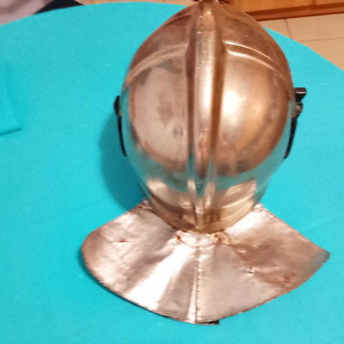 Firefighter helmet 1982 French model MSA-F1 chrome first generation