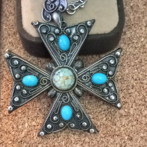 Silver cross 925 with turquoise vintage like new