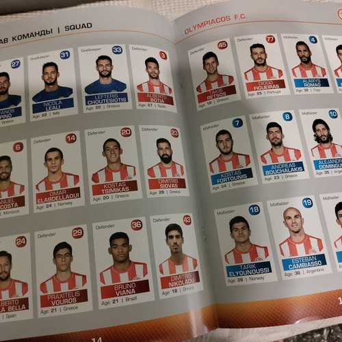 Official FC Astana-Olympiacos 3 November 2016 program used