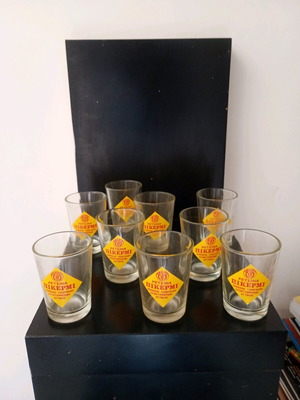Collectible glass glasses Retsina Pikermi used, set of 8