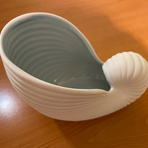 White ceramic shell new with blue interior