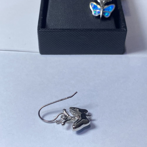 Silver butterfly earrings 925 new with opalite