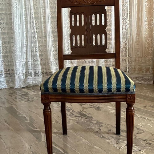 Classic wooden extendable dining set with 6 carved chairs like new