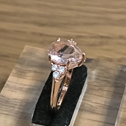 Rose Gold Copper Ring with Pink Heart Crystal