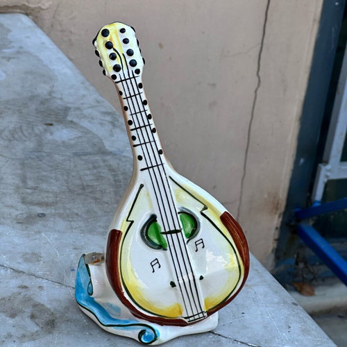 Ceramic decorative mandolin used, handmade