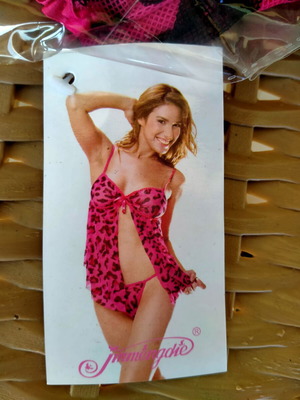 Σετ νυχτικό με string σε φούξια με λεοπάρ μοτίβο, One Size
