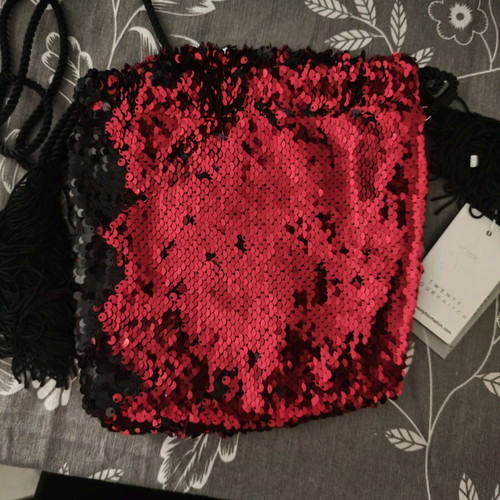 Twenty FourHaitch sequin shoulder bag new, black and red