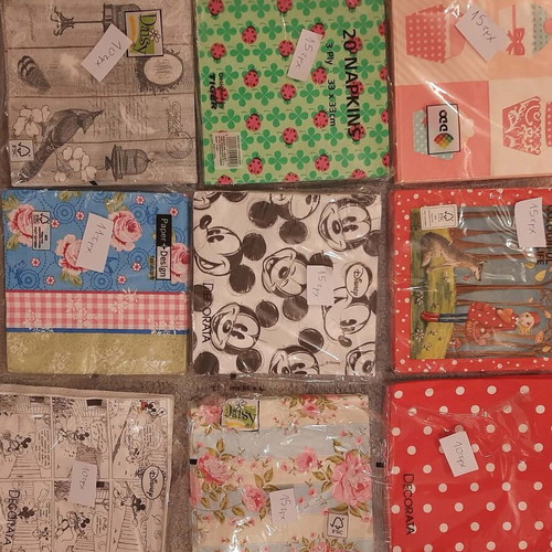 Decoupage napkins used, all together