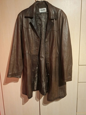Leather brown vintage trench coat used