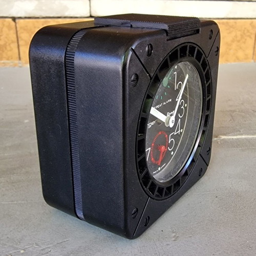 Jerger Ranger Wind Up Alarm Clock Black Analog Portable 4" like new