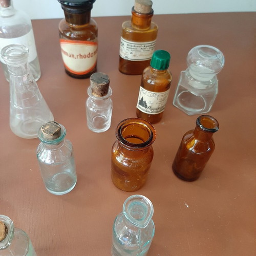 Set of 15 vintage pharmacy glass bottles