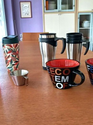 Coffee Cups, Thermos Glasses and Espresso/Cappuccino Measuring Cup New