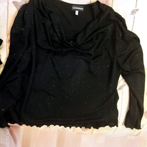 Cinnamon black evening blouse XXL like new
