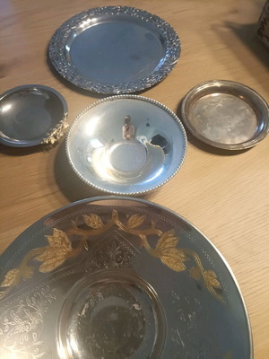 Retro silver-plated items and frames used