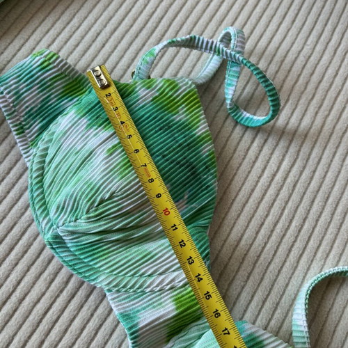 Victoria's Secret ribbed bikini green and white sky print size S new without tags