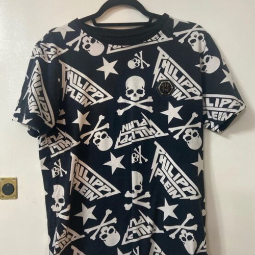 Philipp Plein men's tee shirt L like new, black and white