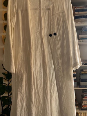 Cotton tunic dress white new, size Small with metal buttons