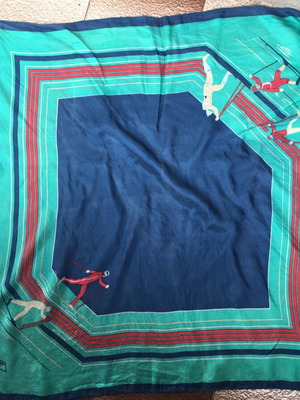 Vintage 80's scarf skiers like new, blue and turquoise