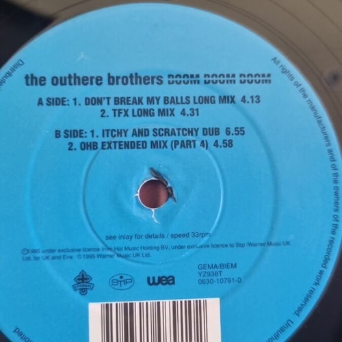 The Outhere Brothers Boom Boom Boom vinyl used