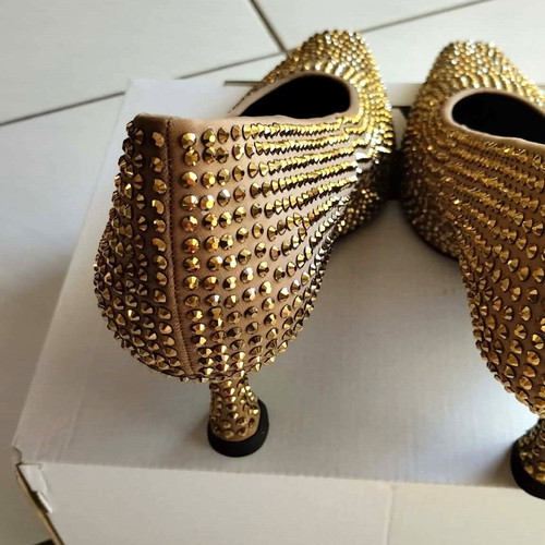Gold high heel shoes new, size 41, 8 cm heel