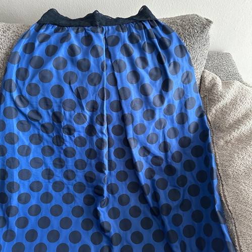 Lune skirt and top set blue electric with black polka dots