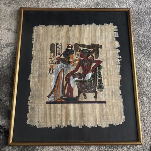 Pharaoh Papyrus like new in frame, classic Egyptian art