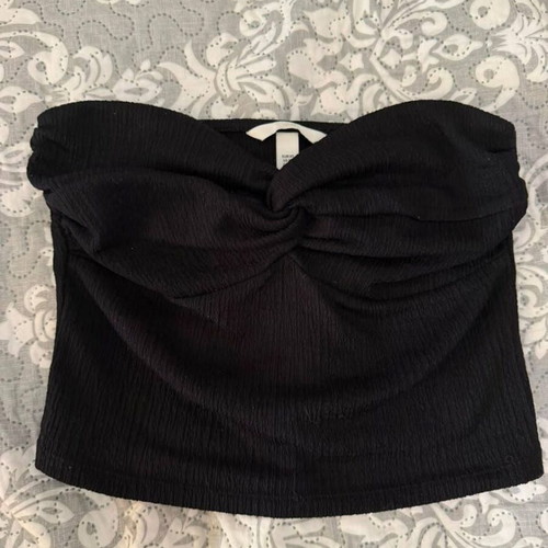 H&M strapless top black XS like new, front knot design