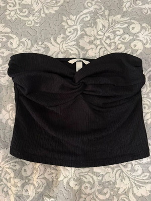 H&M strapless top black XS like new, front knot design
