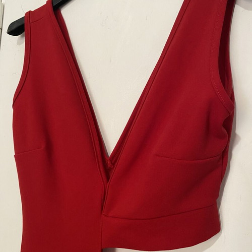 One-piece jumpsuit red, like new, elastic fabric, side cut