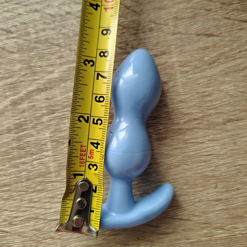 Blue Anatomical Butt Plug Double Bulb M/L New