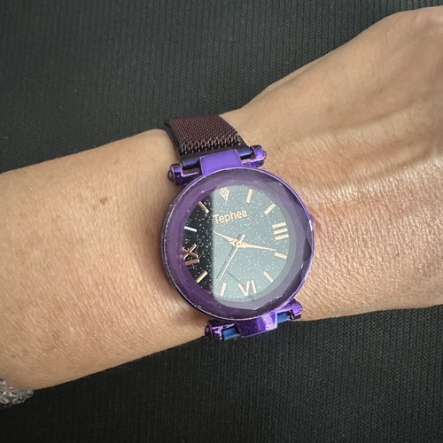 Tephea Starry Sky women's watch used, purple, analog with mesh strap
