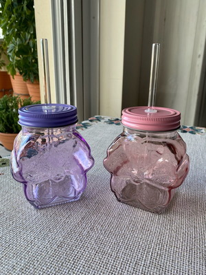 Glass cups marguerites like new, 350 ml set