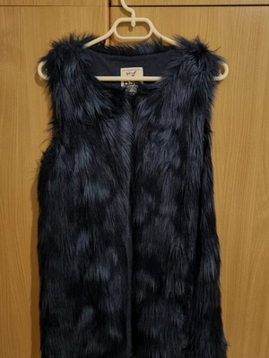 BSB sleeveless fur vest used, blue, size S