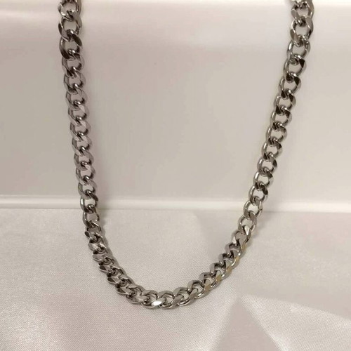 Steel chain 55 cm length and 5mm link width new silver