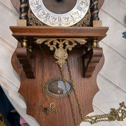 Antique wall clock used, analog, non-working mechanism