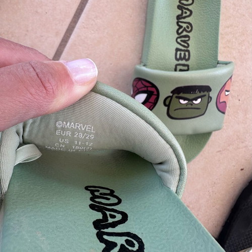 H&M Marvel slides like new, green, size 28-29