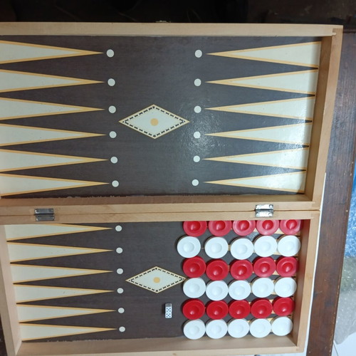 Classic wooden backgammon used, cafe style 48x50 cm