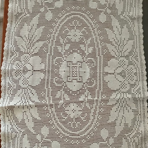Handmade crochet table runner new, white