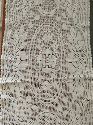 Handmade crochet table runner new, white