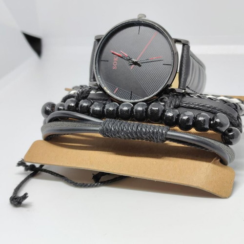 SOKI Men's Watch and 4 Handmade Leather Bracelets Set new
