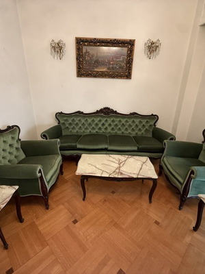 Σετ σαλονιού Louis XV βελούδο, σαν καινούργιο, τριθέσιος καναπές και 2 πολυθρόνες