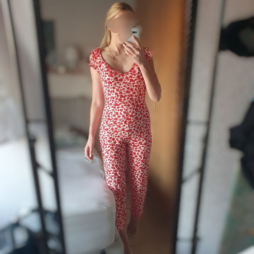Mango one-piece jumpsuit like new, white and red, size XS