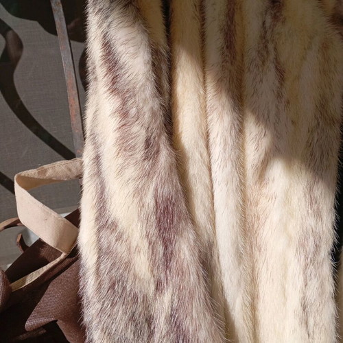 Vintage natural fur like new, gray and beige