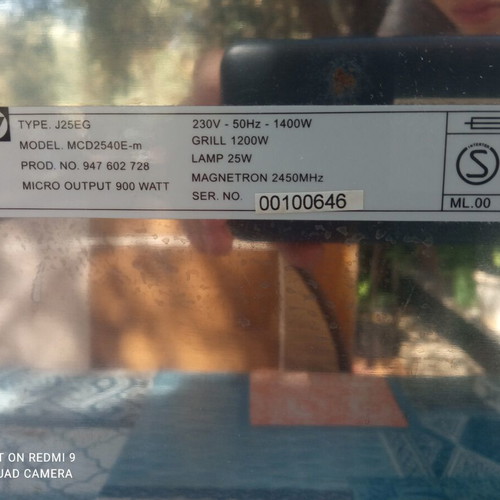 AEG Microwave Oven with Grill 900W Inox like new