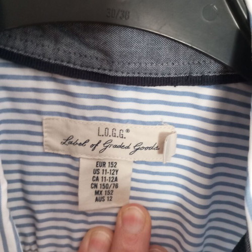 H&M boys' dress shirt blue and white, size 152 cm