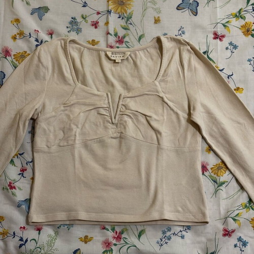 Review blouse in ecru with shirring detail like new