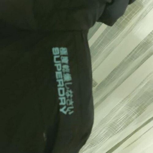 Superdry women's jacket used, size Large, black with blue fleece lining